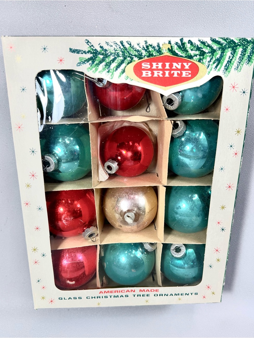 Shiny Brite Mixed Lot of 12 Vintage Glass Ball Ornaments